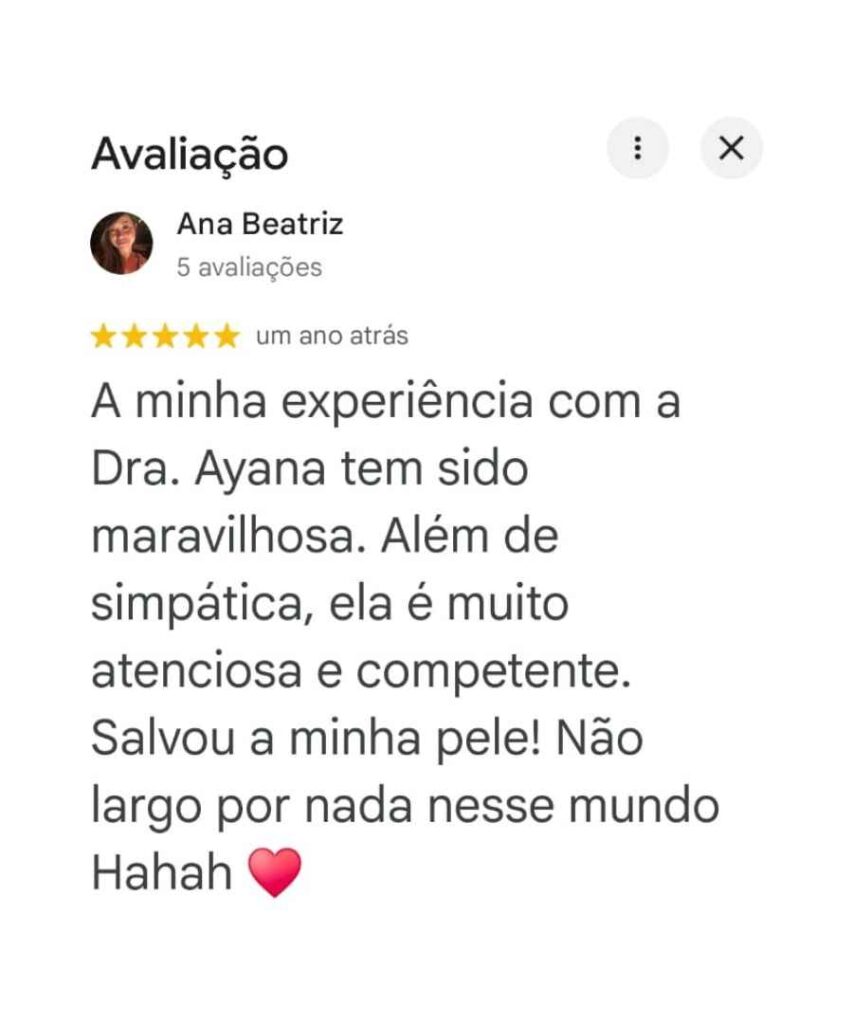 Dra Ayana Ferreira - Dermatologista em Recife - Avaliações (11)